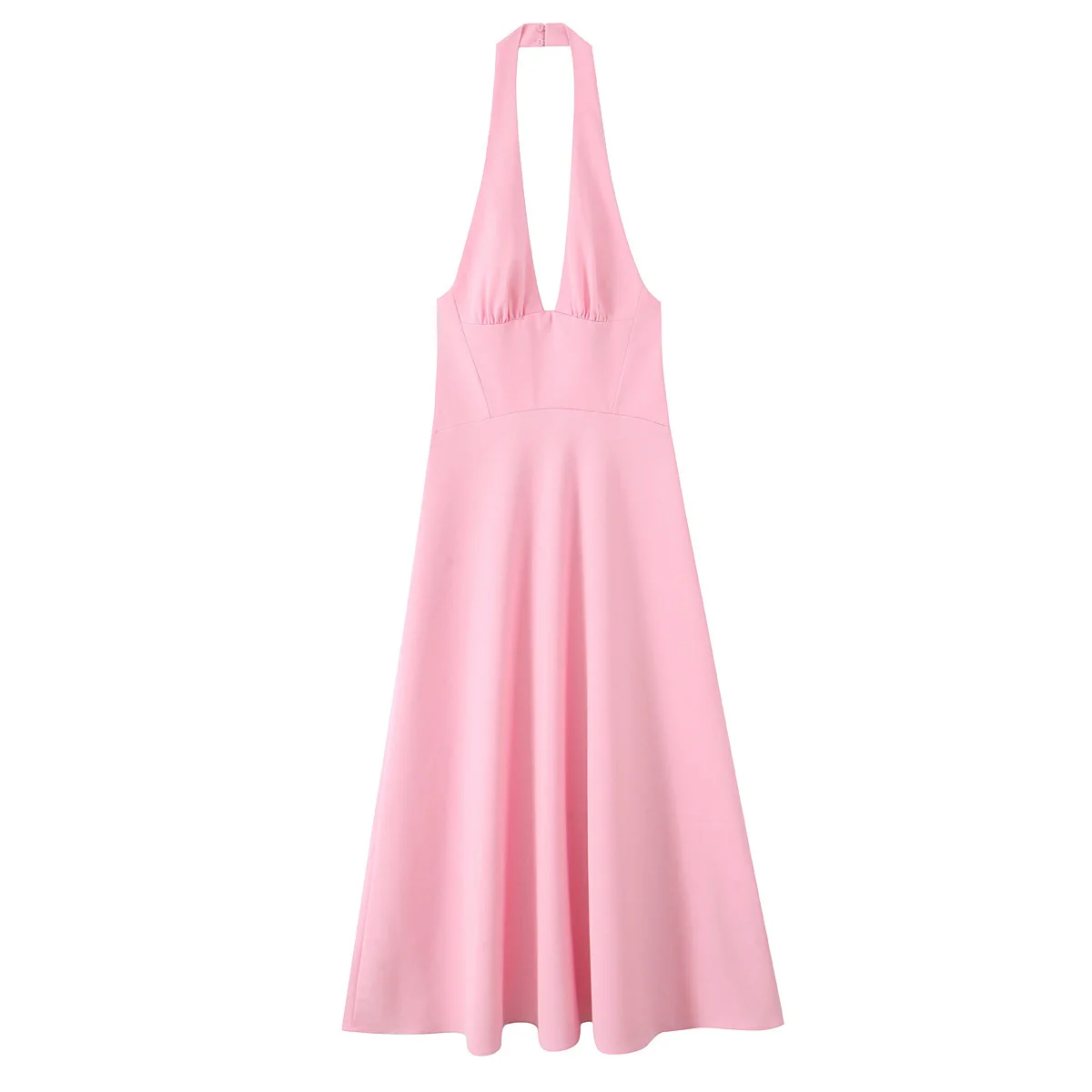 Women's new chic fashion Pleated decorative solid slim backless hanging neck Midi dress retro sleeveless zipper women's dress
Women's new chic fashion Pleated decorative solid slim backless hanging neck Midi dress retro sleeveless zipper women's dress