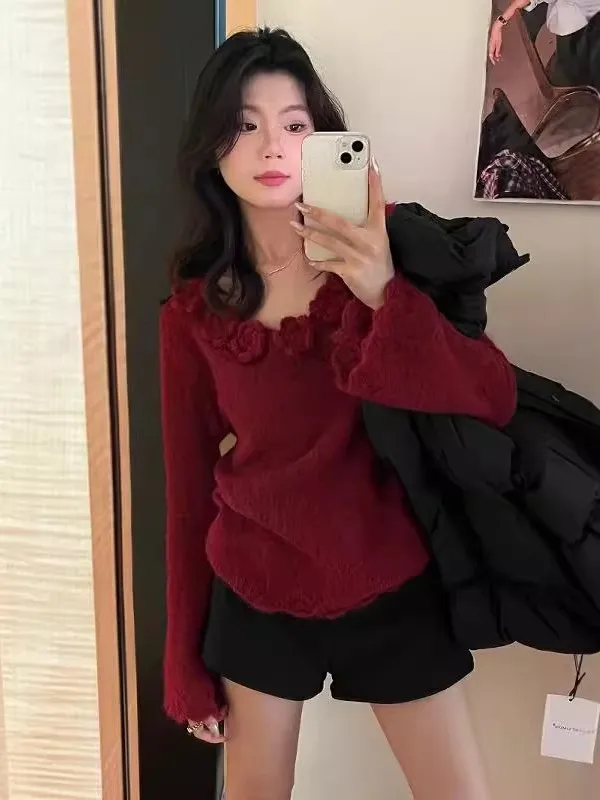 Red V-ne 3D Flower Knitted Sweater Women's Early Autumn Lazy Sle Super Beautiful Knitted Top Luy Year Faionable Casua...
Red V-ne 3D Flower Knitted Sweater Women's Early Autumn Lazy Sle Super Beautiful Knitted Top Luy Year Faionable Casua...