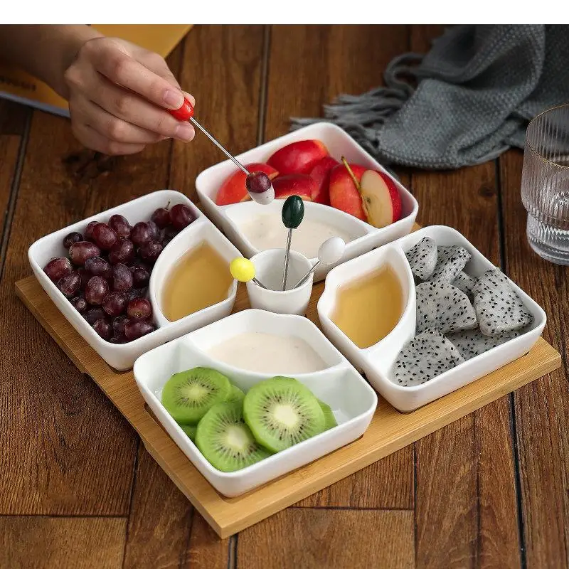 Multi Grid Ceramic Fruit Platter Wooden Tray Snacks Dessert Plates Home Tableware Dried Nut Candy Kitchen Accessories
Multi Grid Ceramic Fruit Platter Wooden Tray Snacks Dessert Plates Home Tableware Dried Nut Candy Kitchen Accessories