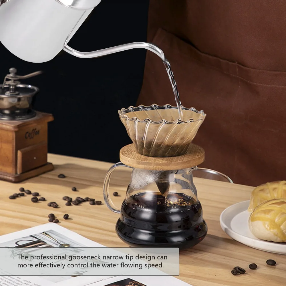 304 Stainless Steel PTFE Coffee Kettle 350ml Capacity Flow Control Manual Drip Pot With Lid Scratch Resistance
304 Stainless Steel PTFE Coffee Kettle 350ml Capacity Flow Control Manual Drip Pot With Lid Scratch Resistance