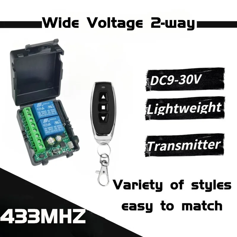 RF 433MHz Remote Wireless Switch DC 12V 24V 10A 2-Channel Relay Receiver Transmitter Suitable Garage Door Electromagnetic Lock
RF 433MHz Remote Wireless Switch DC 12V 24V 10A 2-Channel Relay Receiver Transmitter Suitable Garage Door Electromagnetic Lock