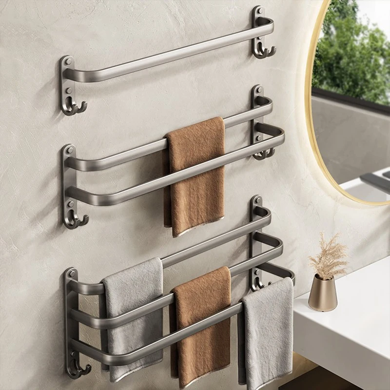 Gun Gray Towel Rack No Punch Bathroom Wall-mounted Bath Towel And Bathrobe Hanging Rod Aluminum Alloy Storage Rack
Gun Gray Towel Rack No Punch Bathroom Wall-mounted Bath Towel And Bathrobe Hanging Rod Aluminum Alloy Storage Rack