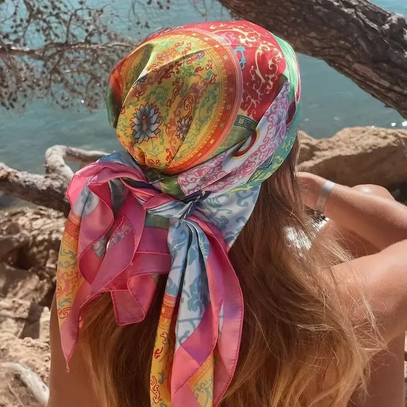 Fashion Square Silk Scarf Women Luxury Brand Satin Print Hijab Scarves Pareo Bandana Female Shawl Wrap Headband Foulard 90*90cm
Fashion Square Silk Scarf Women Luxury Brand Satin Print Hijab Scarves Pareo Bandana Female Shawl Wrap Headband Foulard 90*90cm