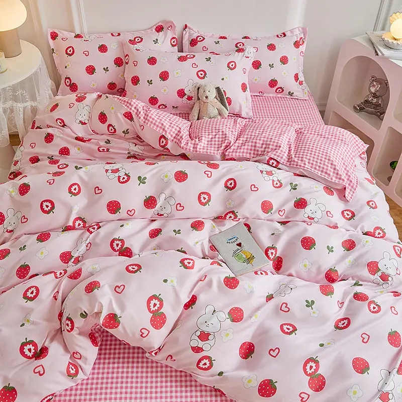 Strawberry Rabbit Bedding Set Spring Flower Bed Linen Single Double Size For Girls Blue Tulip Home Decor Fresh INS Duvet Cover
Strawberry Rabbit Bedding Set Spring Flower Bed Linen Single Double Size For Girls Blue Tulip Home Decor Fresh INS Duvet Cover