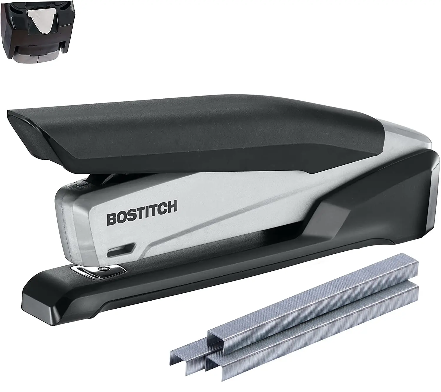 3 in 1 Stapler with 210 Staples & Staple Remover, One Finger Stapling, 20 Sheet Capacity, Spring Powered, Black/Gray
3 in 1 Stapler with 210 Staples & Staple Remover, One Finger Stapling, 20 Sheet Capacity, Spring Powered, Black/Gray