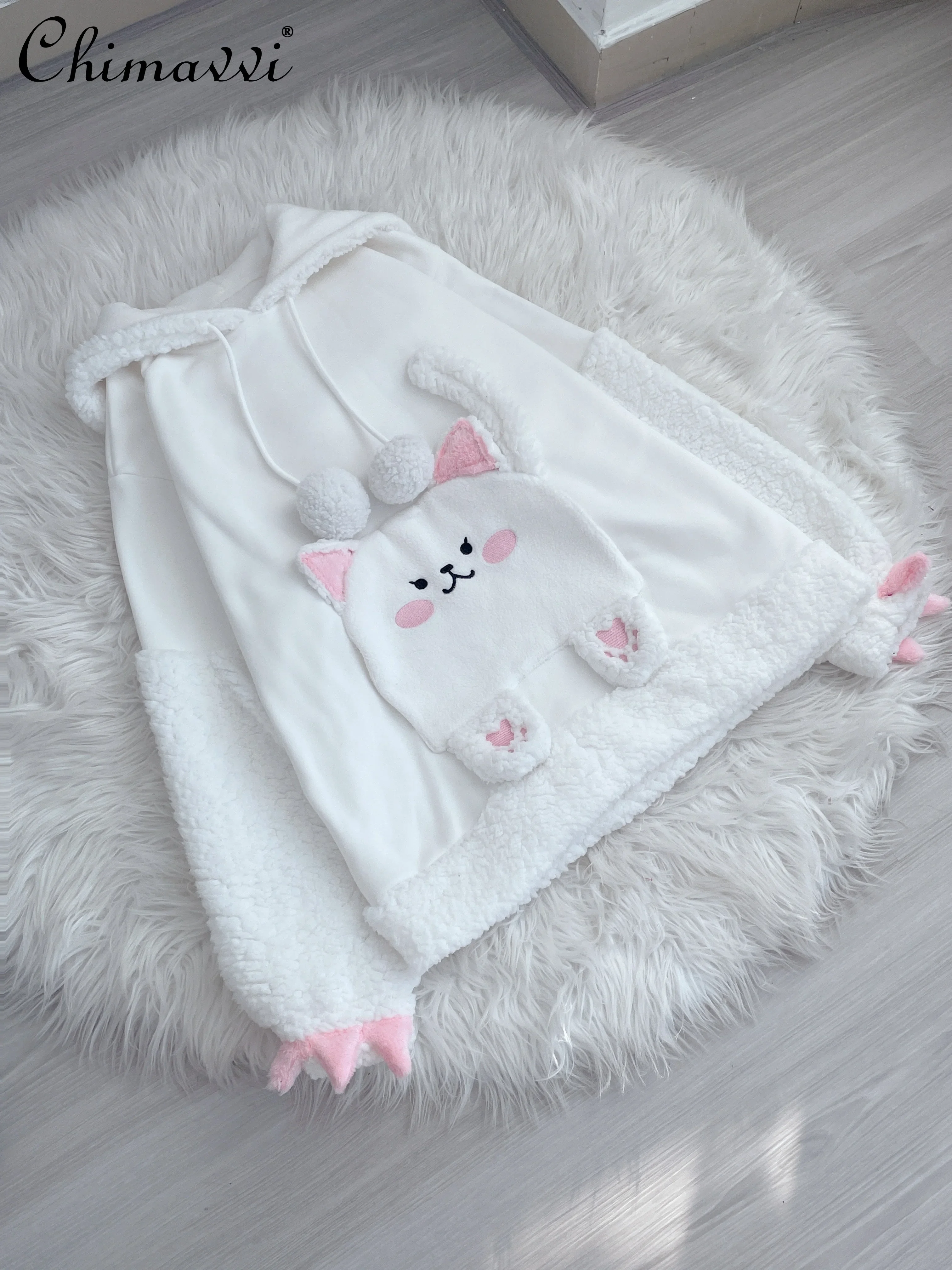 Kawaii Cat Ear с капюшоном из овечьей шерсти, свободная шерстяная толстовка для женщин, новинка 2024, осенне-зимние свободные топы Y2k с капюшоном для милых девочек
Kawaii Cat Ear с капюшоном из овечьей шерсти, свободная шерстяная толстовка для женщин, новинка 2024, осенне-зимние свободные топы Y2k с капюшоном для милых девочек