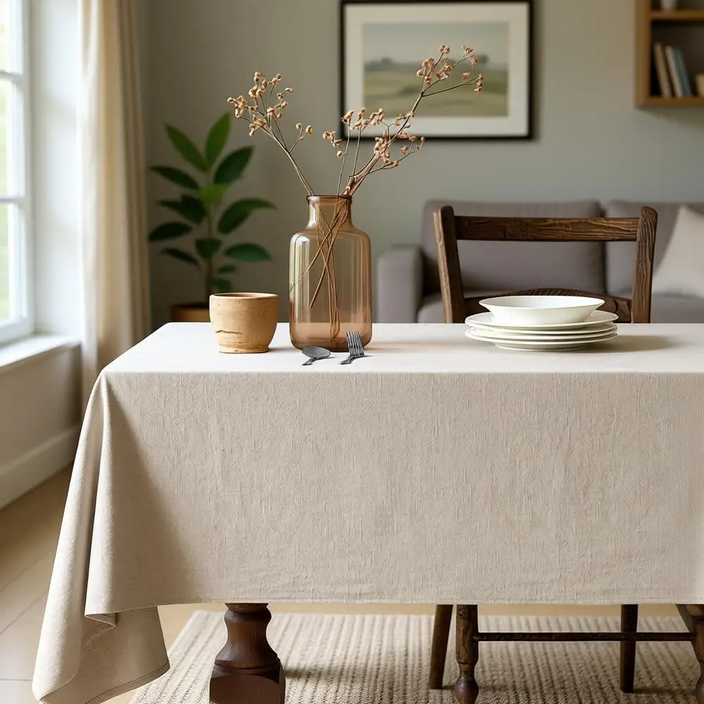 Элегантная скатерть из льняно-хлопковой смеси, водонепроницаемая и грязеотталкивающая, идеально подходит для домашнего обеда, вечеринок и особых случаев, 52
Элегантная скатерть из льняно-хлопковой смеси, водонепроницаемая и грязеотталкивающая, идеально подходит для домашнего обеда, вечеринок и особых случаев, 52