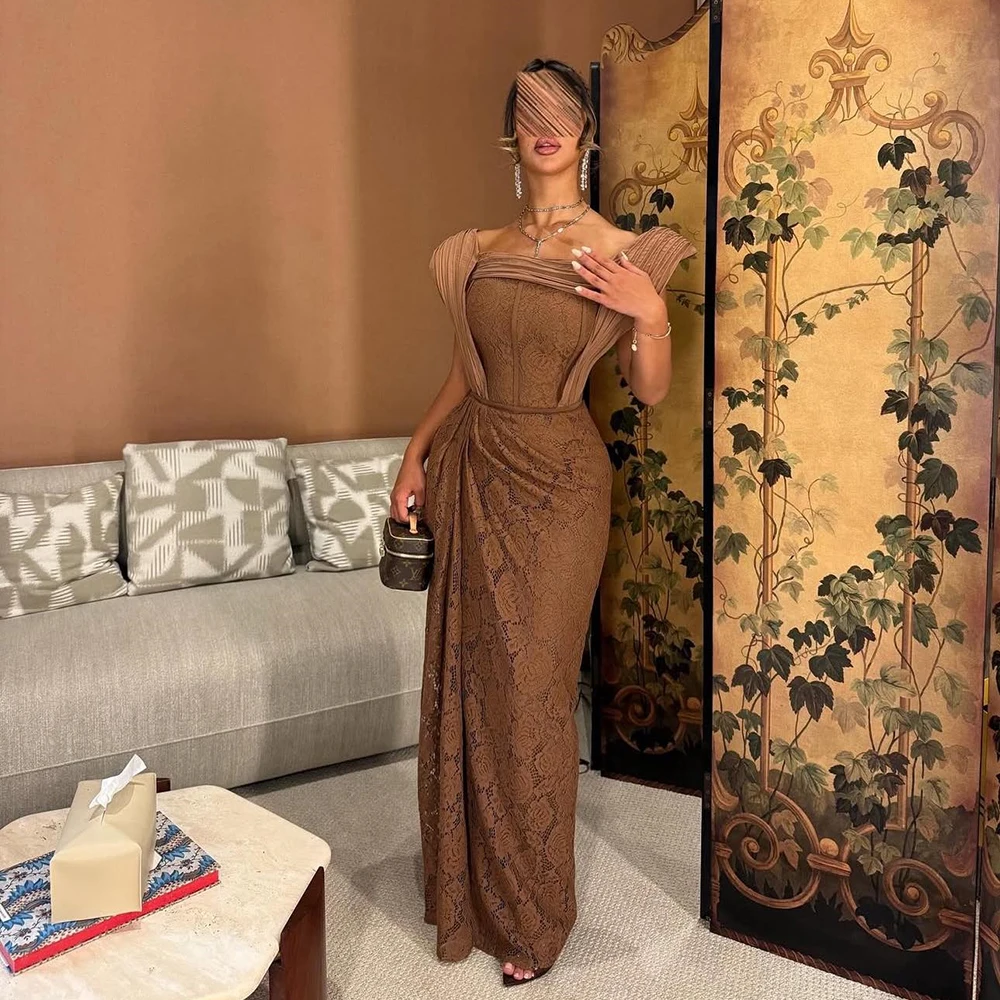 Customized Square Collar Brown Lace Evening Dress Pleat Sleeveless Mermaid Party Dress Slit Floor Length Prom Gown For Women
Customized Square Collar Brown Lace Evening Dress Pleat Sleeveless Mermaid Party Dress Slit Floor Length Prom Gown For Women