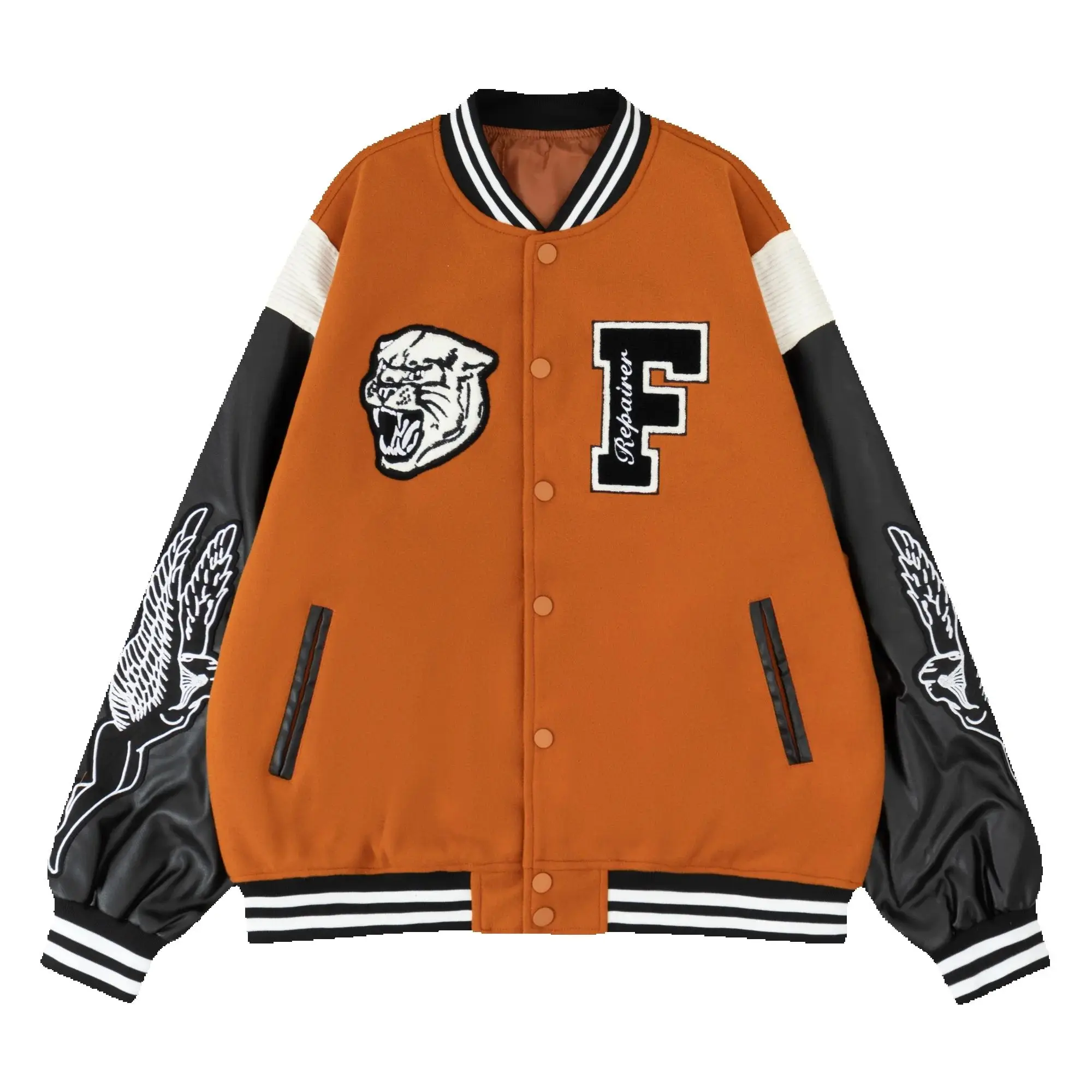 Men's Bomber Jackets Long Sleeve Leather Patchwork Varsity Baseball Coats Embroidery Loose Vintage Autumn Spring Outerwear
Men's Bomber Jackets Long Sleeve Leather Patchwork Varsity Baseball Coats Embroidery Loose Vintage Autumn Spring Outerwear