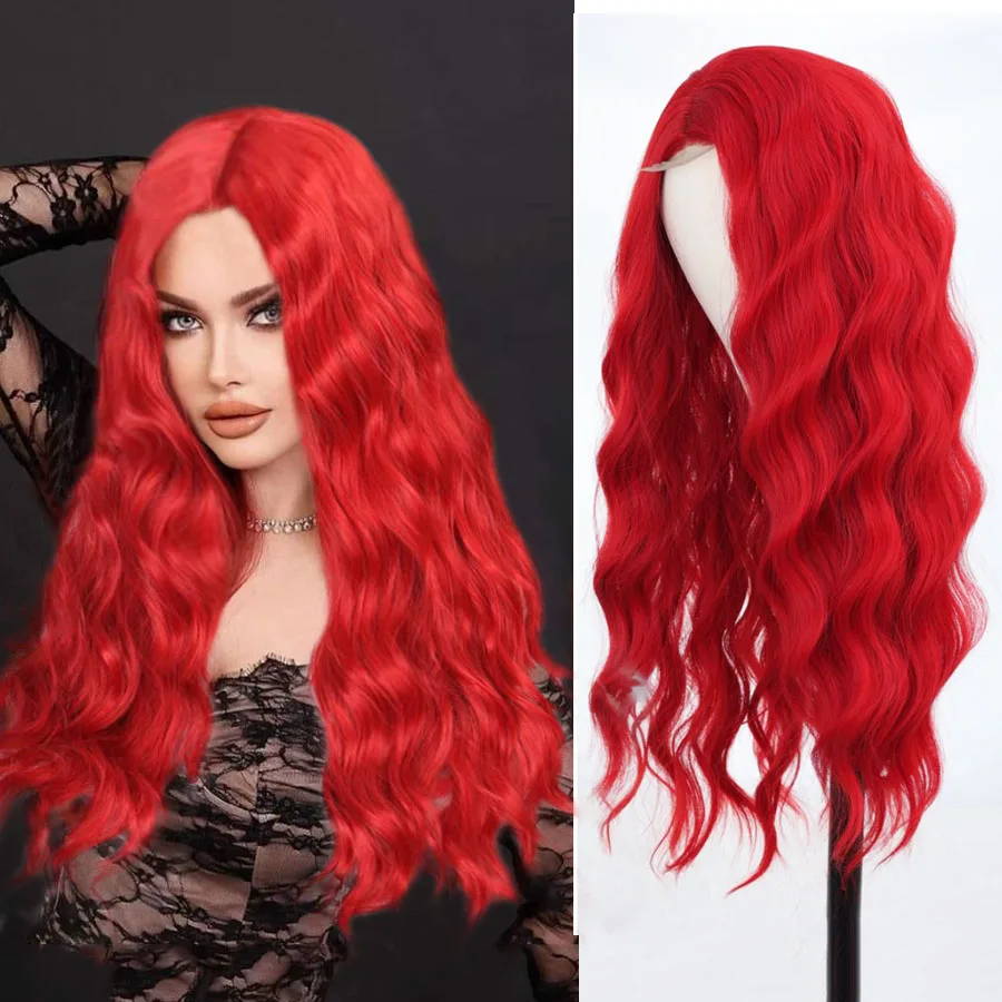 Synthetic long wave mid-part wig Glueless Wigs Ready to Wear Long red orange Hair Wig Synthetic Hair Lace Wigs for Women Heat Re
Synthetic long wave mid-part wig Glueless Wigs Ready to Wear Long red orange Hair Wig Synthetic Hair Lace Wigs for Women Heat Re
