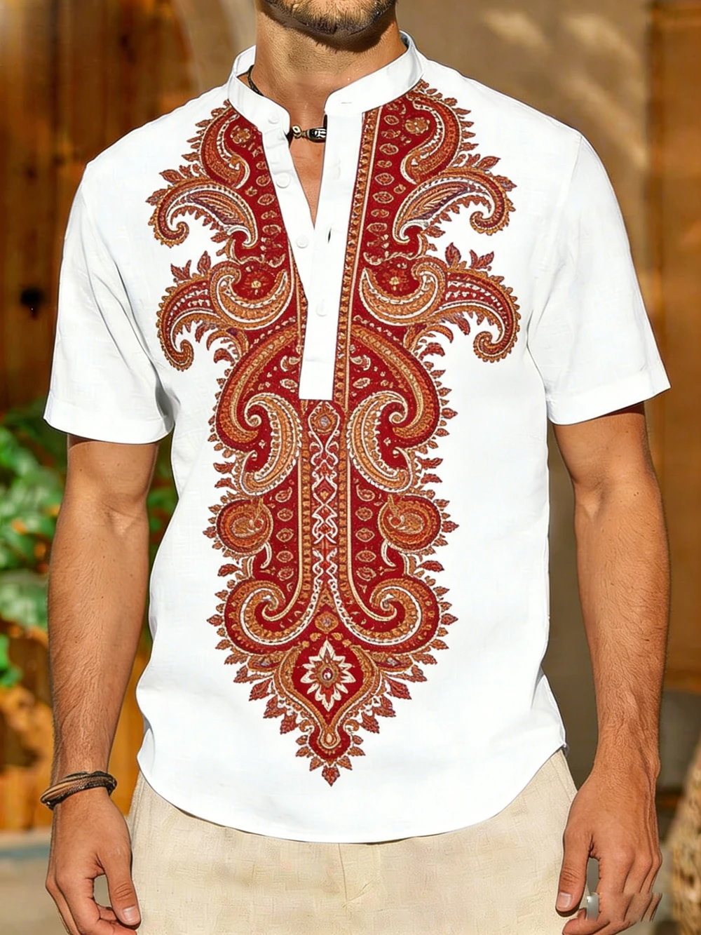 2026 Men's Summer New Arrival Short Sleeve Linen Shirt with Ethnic Patterns Printed Shirt Men Outdoor Vacation Social Clothing
2026 Men's Summer New Arrival Short Sleeve Linen Shirt with Ethnic Patterns Printed Shirt Men Outdoor Vacation Social Clothing