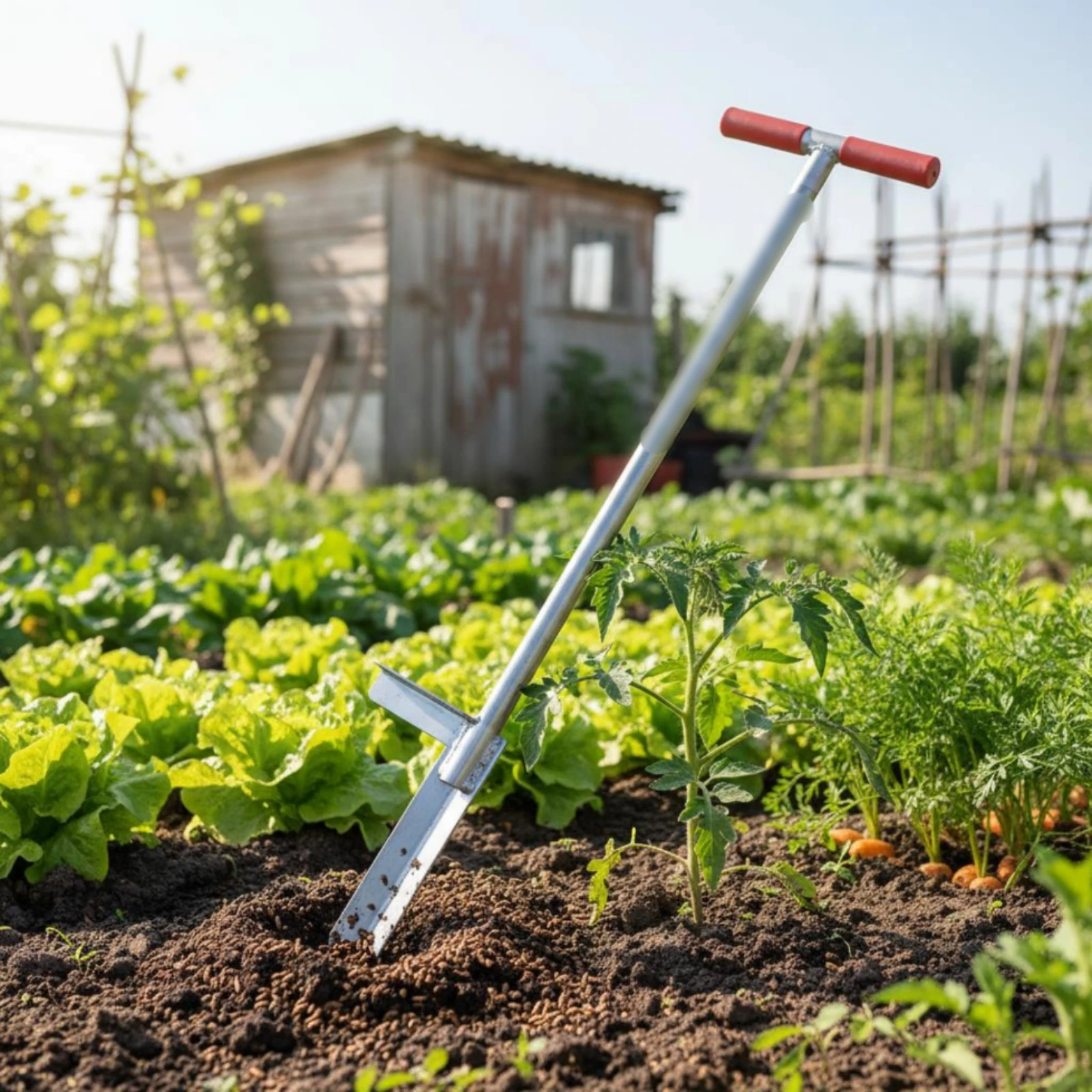 Foot-Assisted Weeding Tool Silver Gray Finish T-Handle Weeder Pointed Blade Weeder for Garden, Yard
Foot-Assisted Weeding Tool Silver Gray Finish T-Handle Weeder Pointed Blade Weeder for Garden, Yard