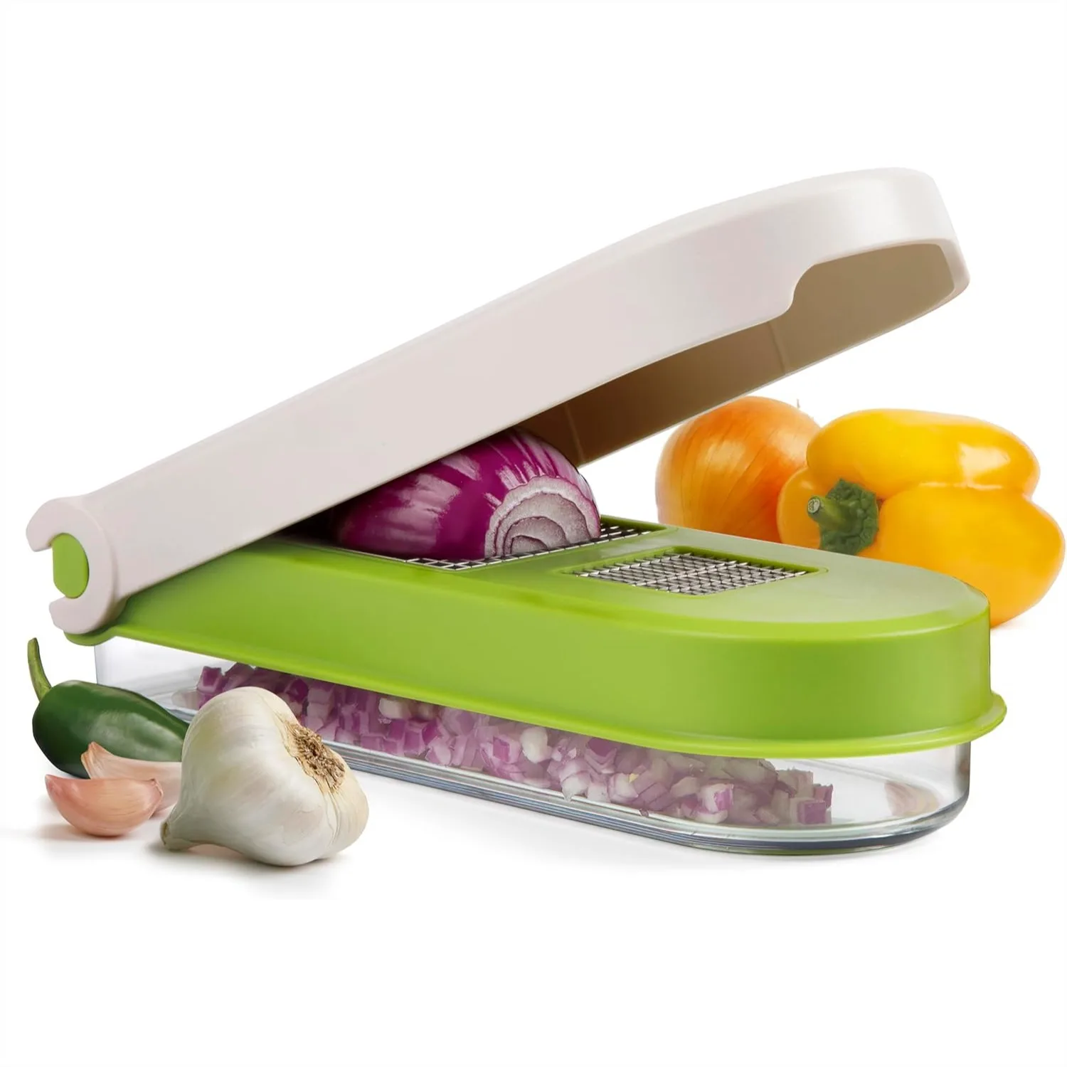 Manual Vegetable Chopper for Quick Dicing, Chopping & Mincing, Easy to Use & Clean, Non-Skid Base
Manual Vegetable Chopper for Quick Dicing, Chopping & Mincing, Easy to Use & Clean, Non-Skid Base