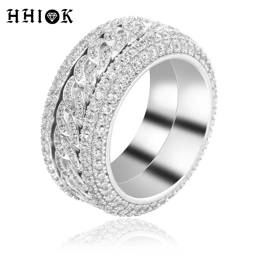 Fashion Iced Out Rotating Ring Silver Gold Color Cubic Zirconia Eternity Bling Cuban Link Chain Ring for Mens Womens
Fashion Iced Out Rotating Ring Silver Gold Color Cubic Zirconia Eternity Bling Cuban Link Chain Ring for Mens Womens