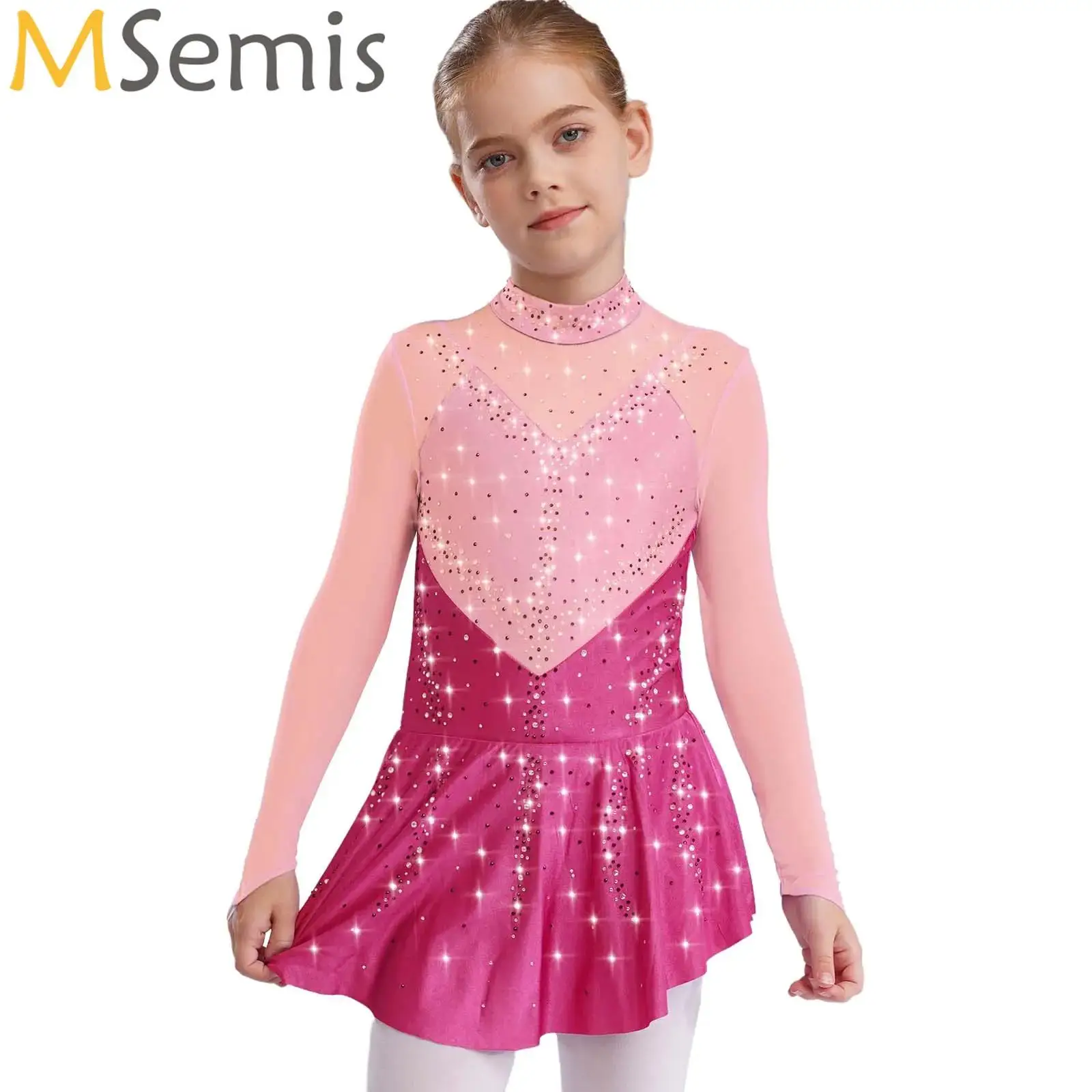 Kids Girls Figure Skating Jersey Dance Dress Long Sleeve Rhinestone Sheer Mesh Tutu Gymnastics Ballroom Ballet Dance Costume
Kids Girls Figure Skating Jersey Dance Dress Long Sleeve Rhinestone Sheer Mesh Tutu Gymnastics Ballroom Ballet Dance Costume