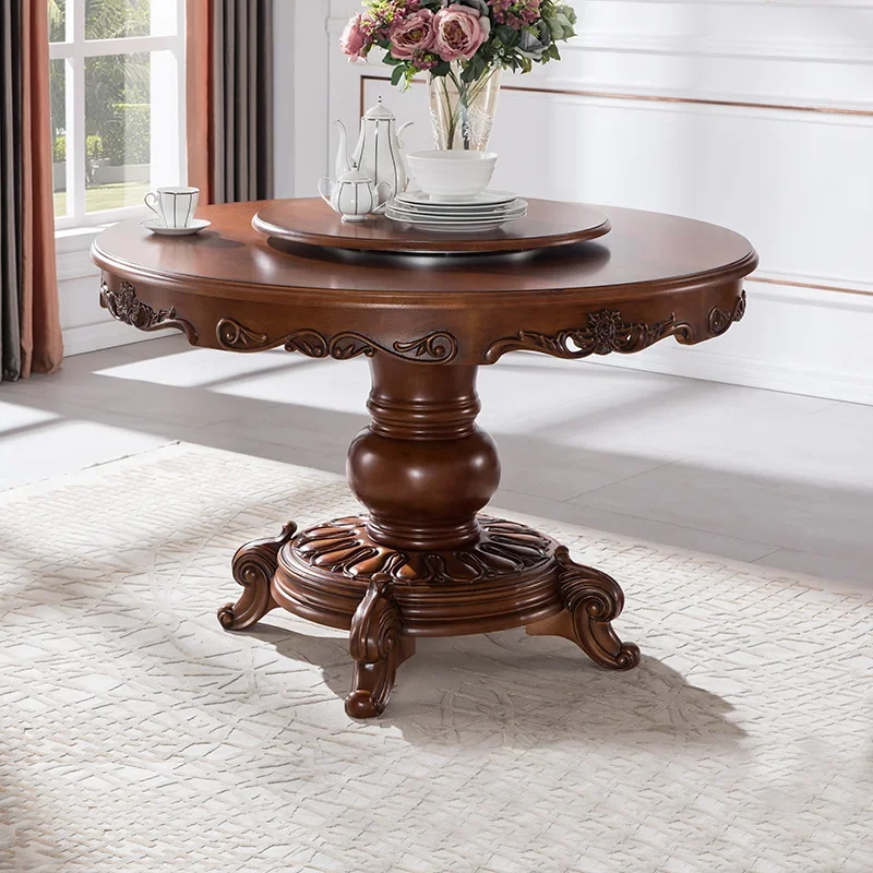 Full solid wood round dining table 1.5 meters with turntable American classic
Full solid wood round dining table 1.5 meters with turntable American classic