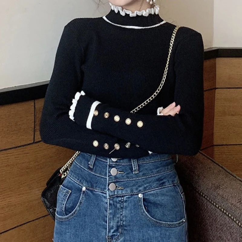 Pullovers Women Half High Collar Warm Knitted Sweaters Autumn Y2K Elegant Korean Office Ladies Simple Design Sweater
Pullovers Women Half High Collar Warm Knitted Sweaters Autumn Y2K Elegant Korean Office Ladies Simple Design Sweater