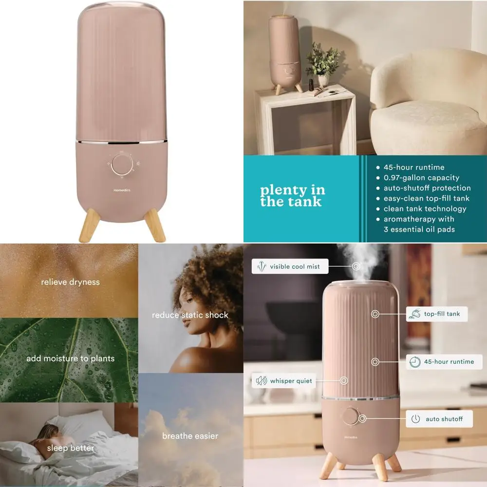 Ультратихий увлажнитель воздуха с холодным туманом объемом 0,97 галлона для спален и офисов, 45-часовая работа, ароматерапия, ночник, автоматическое отключение
Ультратихий увлажнитель воздуха с холодным туманом объемом 0,97 галлона для спален и офисов, 45-часовая работа, ароматерапия, ночник, автоматическое отключение