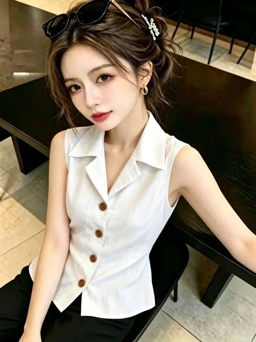 Elegant Slimming Sleeveless Collared Shirt Fashionable Summer New Style Women's Casual Fit Shirt Versatile Top Trendy Vintage...
Elegant Slimming Sleeveless Collared Shirt Fashionable Summer New Style Women's Casual Fit Shirt Versatile Top Trendy Vintage...