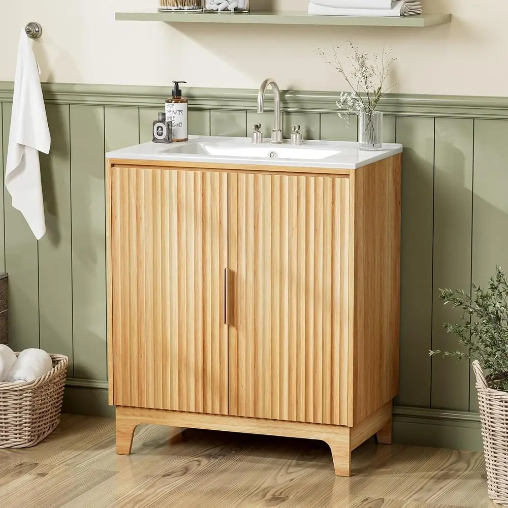 30 Inch Bathroom Vanity with Sink, Century ern reestanding Cabinet with Ceic Top, luted Sot-Close Do& U-Shape Storage or Small B
30 Inch Bathroom Vanity with Sink, Century ern reestanding Cabinet with Ceic Top, luted Sot-Close Do& U-Shape Storage or Small B