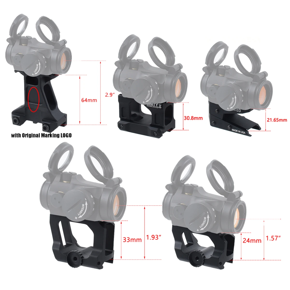UNITY Fast Riser Increased Mount for T1 T2 Red Dot Sight Scope 45° Offset Side Mounts Optics Universal QD Aluminum Bracket Base
UNITY Fast Riser Increased Mount for T1 T2 Red Dot Sight Scope 45° Offset Side Mounts Optics Universal QD Aluminum Bracket Base