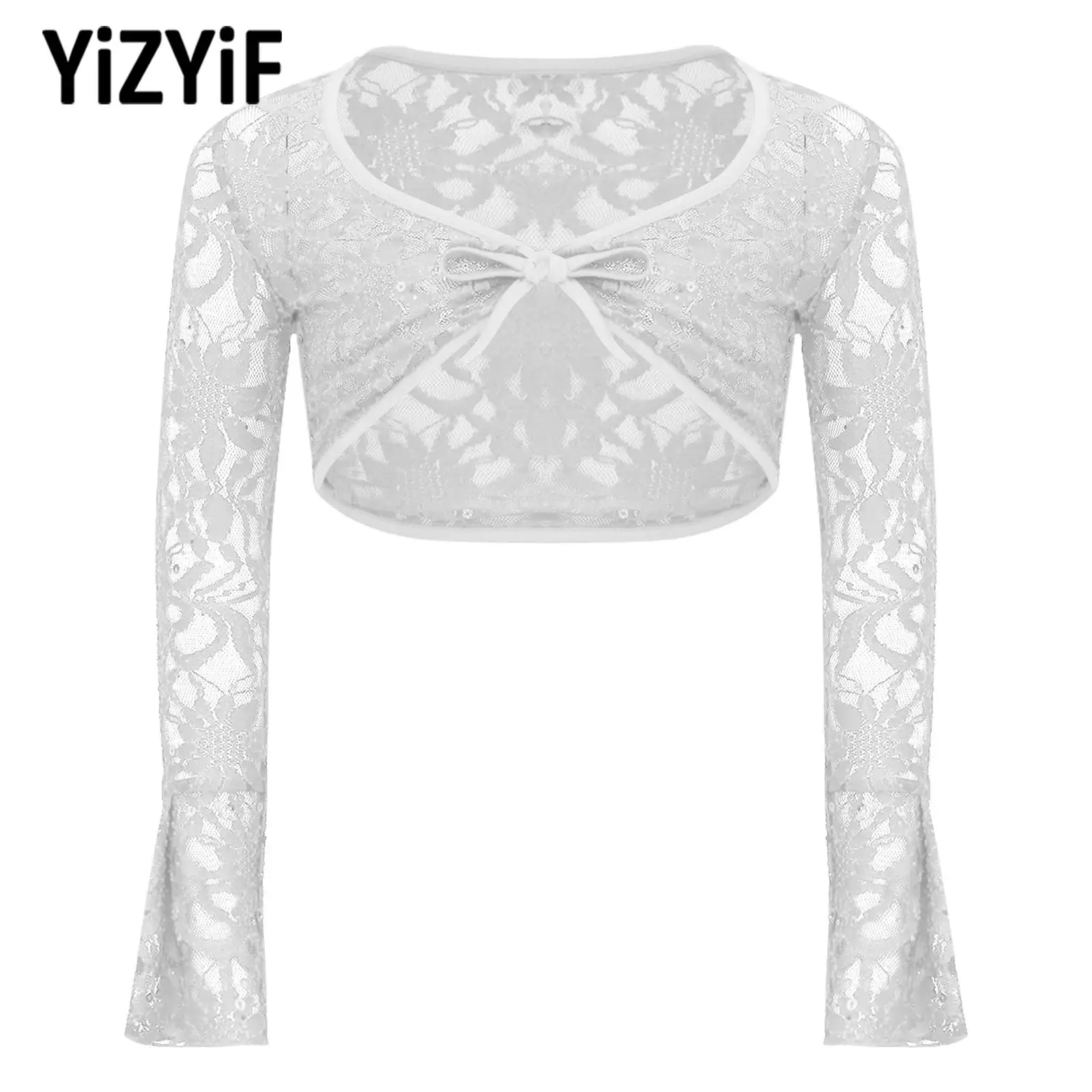 Girls Floral Lace Ballet Lyrical Modern Dance Costume Short Shrug Long Sleeve Elegant Outwear for Kids Dance Class Ballerina
Girls Floral Lace Ballet Lyrical Modern Dance Costume Short Shrug Long Sleeve Elegant Outwear for Kids Dance Class Ballerina