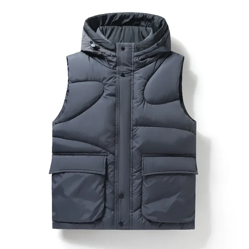 Outdoor Hooded Solid Color Cotton Vest Windproof Warm Breathable Vest Men's Autumn Winter Outdoor Cycling Sports Cold Proof Vest
Outdoor Hooded Solid Color Cotton Vest Windproof Warm Breathable Vest Men's Autumn Winter Outdoor Cycling Sports Cold Proof Vest