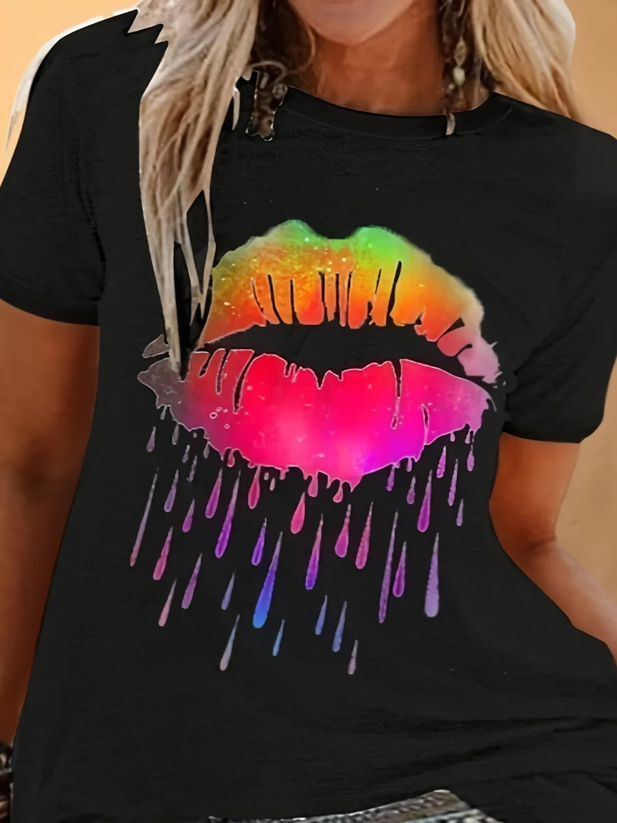 LW Plus Size T-shirt Casual Lip Print Black T-shirt Girl Casual Harajuku Y2K Tops Tee Lady loose summer short sleeve T-shirt
LW Plus Size T-shirt Casual Lip Print Black T-shirt Girl Casual Harajuku Y2K Tops Tee Lady loose summer short sleeve T-shirt