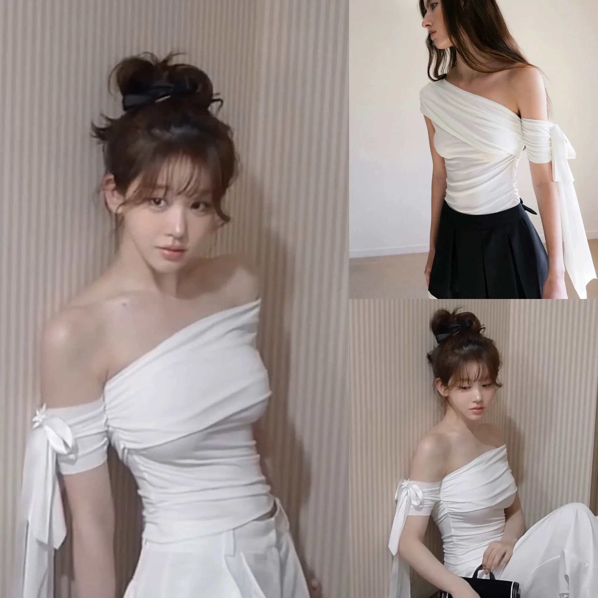 Firmranch Korea Spring Summer Ballet Design Sense Off-the-shoulder Oblique Shoulder Slim T-shirt Short Sleeve Tees For Woman
Firmranch Korea Spring Summer Ballet Design Sense Off-the-shoulder Oblique Shoulder Slim T-shirt Short Sleeve Tees For Woman