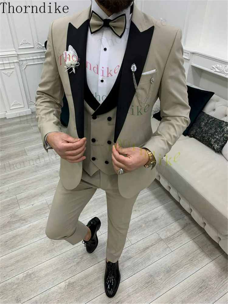 Thorndike Formal Business Men Suit 3 Pieces Male Jacket Custom Fashion Groom Wedding Suit Tuxedo Black Lapel Blazer Vest Pants
Thorndike Formal Business Men Suit 3 Pieces Male Jacket Custom Fashion Groom Wedding Suit Tuxedo Black Lapel Blazer Vest Pants