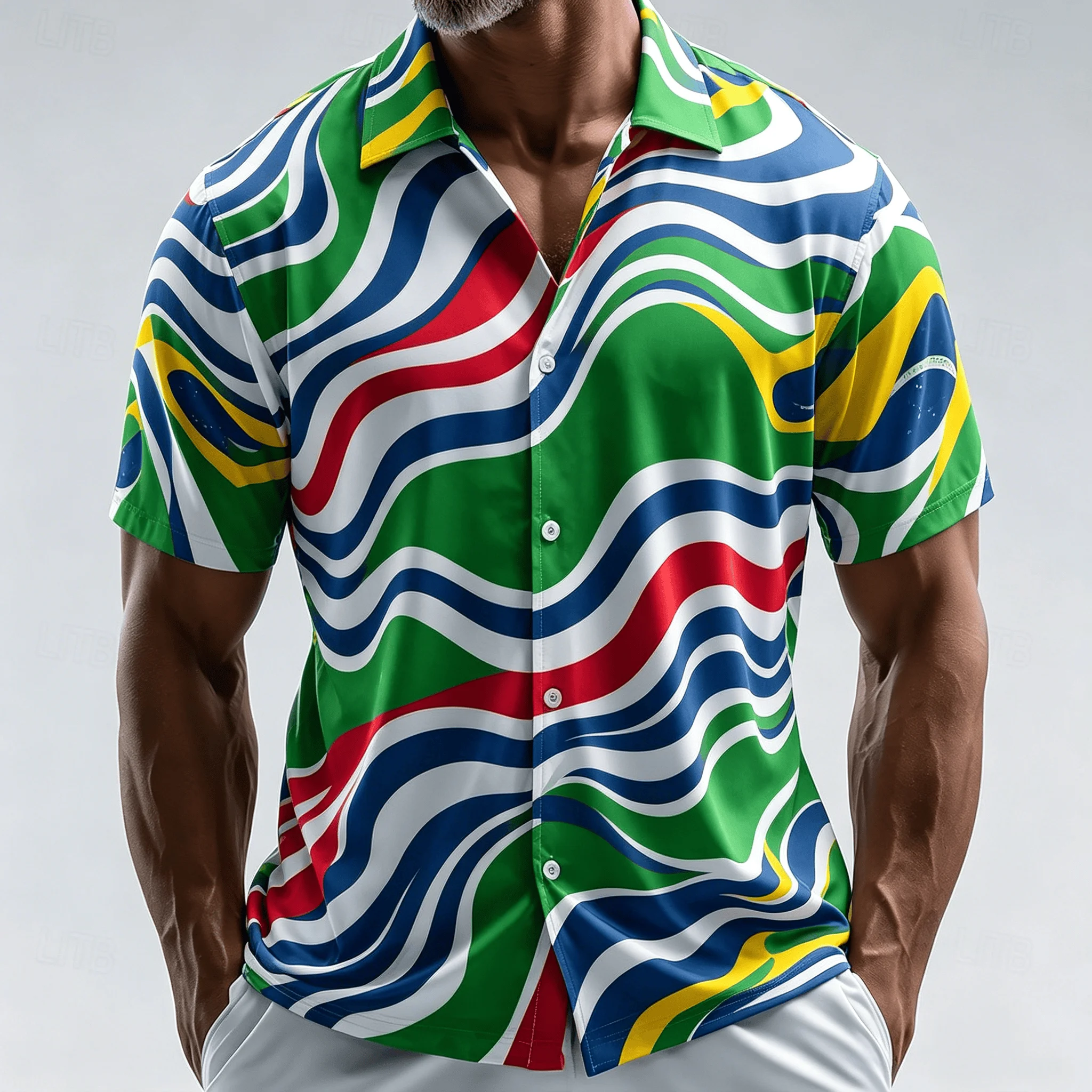 Men's Brazil Flag Wavy Print Short Sleeve Shirt, Casual Hawaiian Button Up Shirt for Spring & Summer
Men's Brazil Flag Wavy Print Short Sleeve Shirt, Casual Hawaiian Button Up Shirt for Spring & Summer