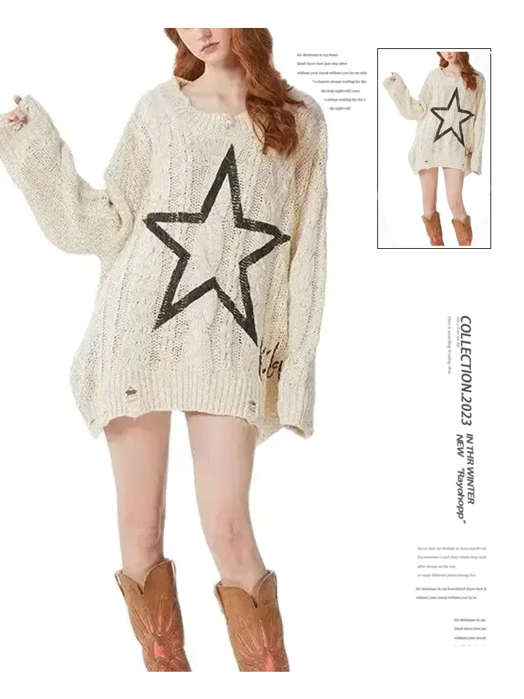 Women's Sweater Apricot Star Round Neck Long Sleeve Autumn/Winter Sweater High Street Y2K 2000s Retro College Top 2024 Clothing
Women's Sweater Apricot Star Round Neck Long Sleeve Autumn/Winter Sweater High Street Y2K 2000s Retro College Top 2024 Clothing