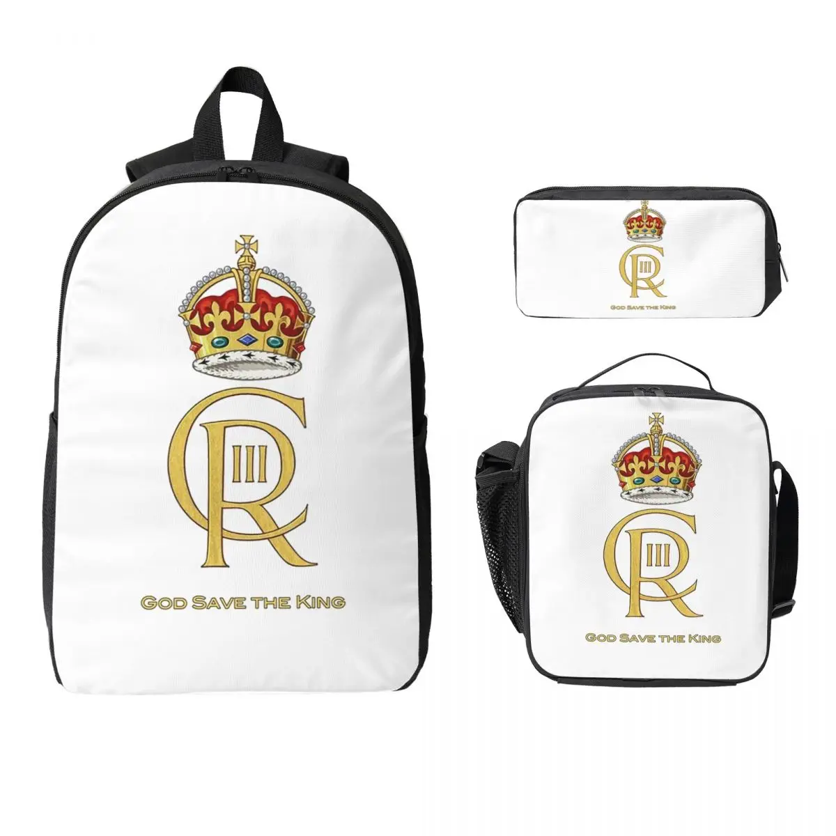 Charles III Royal Cypher, King Charles III, Charles Rex Backpack BookBag School Bag 3ps Insulated Lunch Bag Pencil Case
Charles III Royal Cypher, King Charles III, Charles Rex Backpack BookBag School Bag 3ps Insulated Lunch Bag Pencil Case