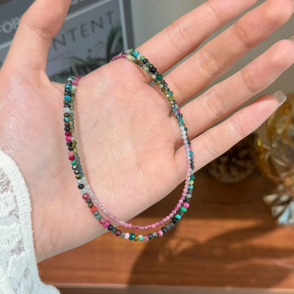 Simple Exquisite Retro Color Small Natural Stone Tourmaline Beaded Necklace Light Luxury Niche High-end Stacked Clavicle Chain
Simple Exquisite Retro Color Small Natural Stone Tourmaline Beaded Necklace Light Luxury Niche High-end Stacked Clavicle Chain