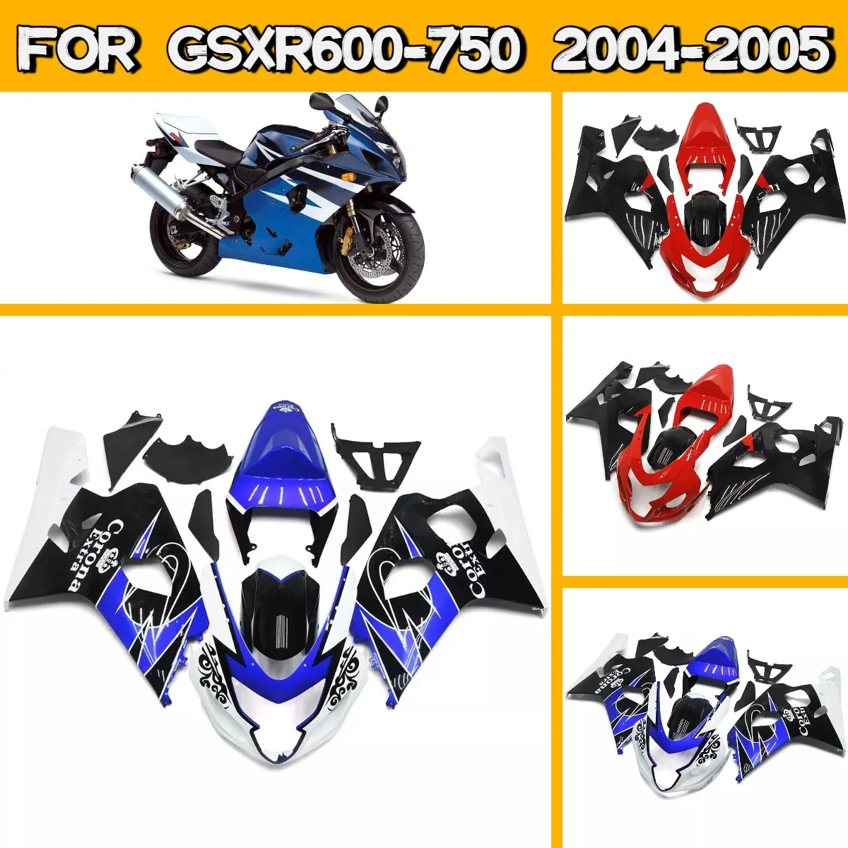 Индивидуальные окрашенные обтекатели для Suzuki GSXR600 GSXR750 2004-2005 годов, полный комплект пластиковых деталей кузова, набор обтекателей 04 05 GSXR 600 750
Индивидуальные окрашенные обтекатели для Suzuki GSXR600 GSXR750 2004-2005 годов, полный комплект пластиковых деталей кузова, набор обтекателей 04 05 GSXR 600 750