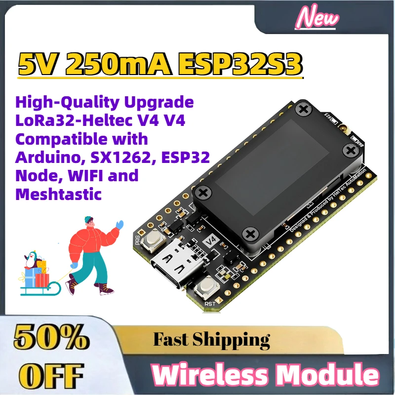 High-Quality Upgrade LoRa32-Heltec V4 V4 Compatible with Arduino, SX1262, ESP32 Node, WIFI and Meshtastic
High-Quality Upgrade LoRa32-Heltec V4 V4 Compatible with Arduino, SX1262, ESP32 Node, WIFI and Meshtastic