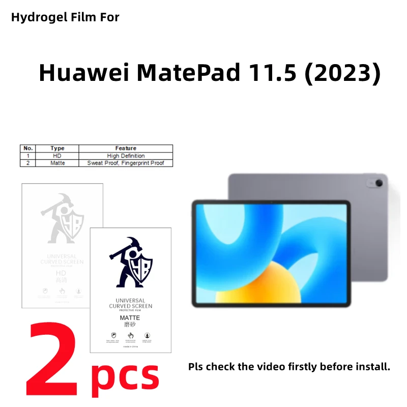 2pcs HD Hydrogel Film For Huawei MatePad 11.5 2023 Matte Screen Protector For MatePad 11.5 Clear Full Cover Protective Film
2pcs HD Hydrogel Film For Huawei MatePad 11.5 2023 Matte Screen Protector For MatePad 11.5 Clear Full Cover Protective Film