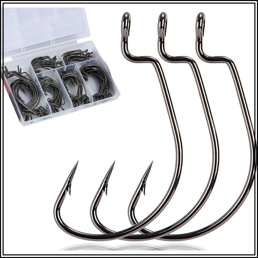 120Pcs Offset Bass Hooks Set, Strong Worm Hooks for Texas Rigging, Extra Wide Gap 6 Sizes #1-5/0
120Pcs Offset Bass Hooks Set, Strong Worm Hooks for Texas Rigging, Extra Wide Gap 6 Sizes #1-5/0