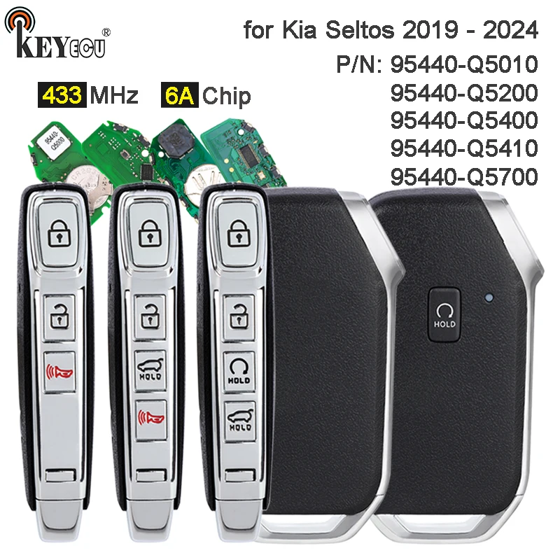 KEYECU 433MHz 6A Chip 95440-Q5010, 95440-Q5400 95440-Q5410, Q5200 Q5700 Keyless-Go Smart Remote Key Fob for Kia Seltos 2019-2024
KEYECU 433MHz 6A Chip 95440-Q5010, 95440-Q5400 95440-Q5410, Q5200 Q5700 Keyless-Go Smart Remote Key Fob for Kia Seltos 2019-2024
