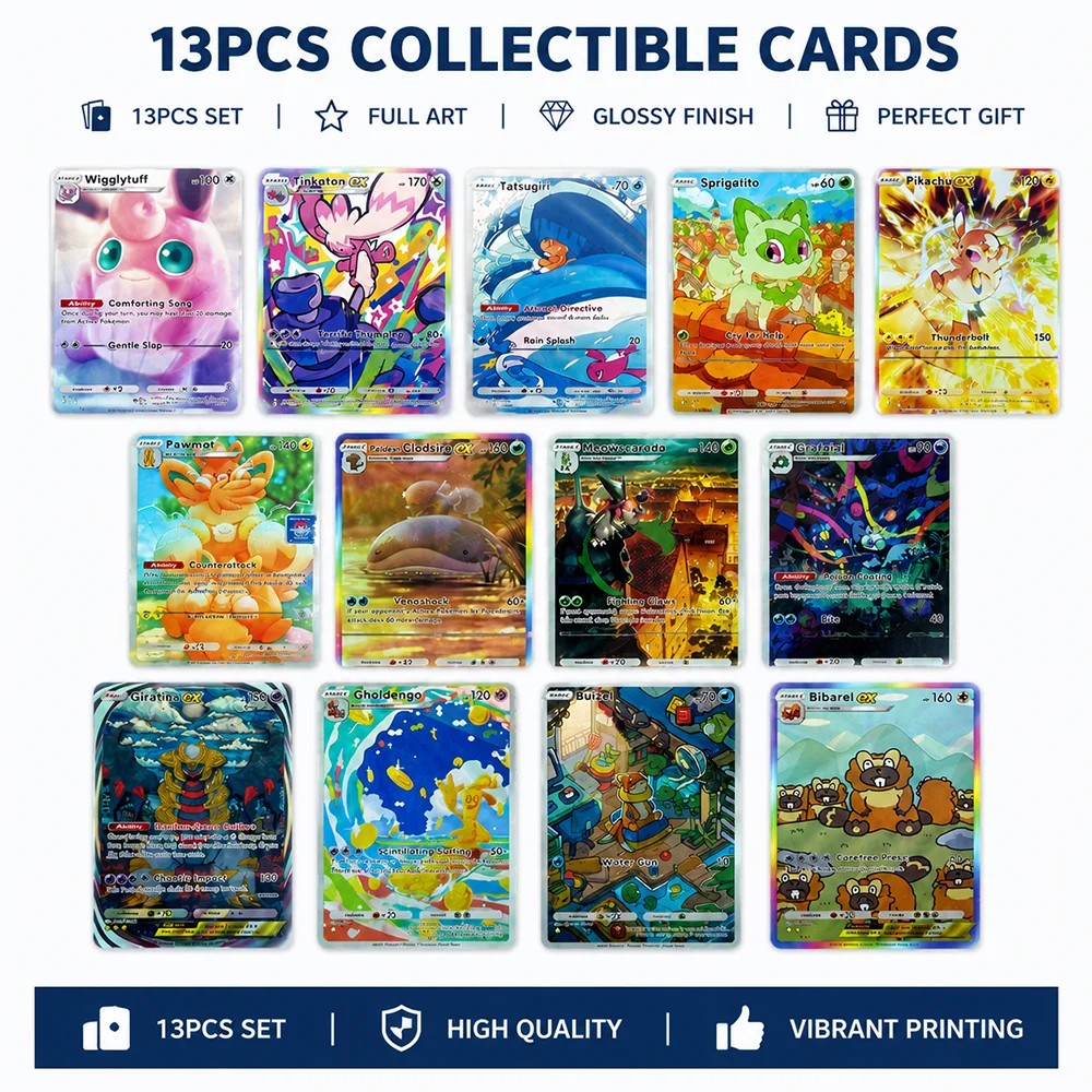 PTCG Anime 13PCS Full Art Trading Card Collection Wigglytuff Tinkaton Sprigatito Meowscarada Holo Foil Collector Cards Set
PTCG Anime 13PCS Full Art Trading Card Collection Wigglytuff Tinkaton Sprigatito Meowscarada Holo Foil Collector Cards Set