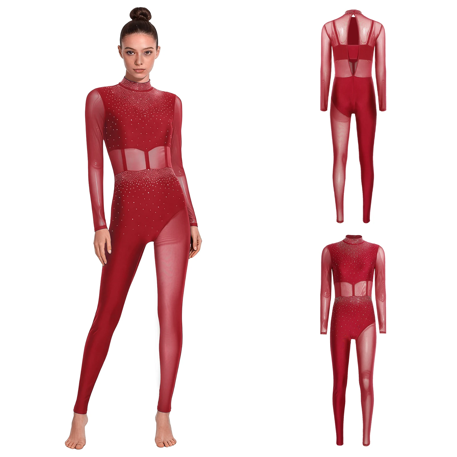 Женский гимнастический купальник со стразами, балетный танцевальный комбинезон для фигурного катания, акробатики, прозрачный сетчатый комбинезон с длинными рукавами и длинными рукавами
Женский гимнастический купальник со стразами, балетный танцевальный комбинезон для фигурного катания, акробатики, прозрачный сетчатый комбинезон с длинными рукавами и длинными рукавами
