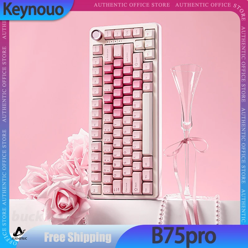 Keynouo B75pro Mechanical Keyboard Three Mode Wireless Hot Swap Rgb Knob Gaming Keyboard Customize Gasket Pc Gamer Accessories
Keynouo B75pro Mechanical Keyboard Three Mode Wireless Hot Swap Rgb Knob Gaming Keyboard Customize Gasket Pc Gamer Accessories