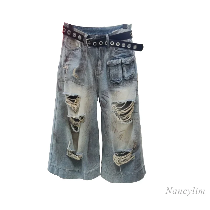 2026 American Retro Distressed Cropped Wide-leg Jeans for Women - Summer Loose Fit Street Style Mid-length Shorts
2026 American Retro Distressed Cropped Wide-leg Jeans for Women - Summer Loose Fit Street Style Mid-length Shorts