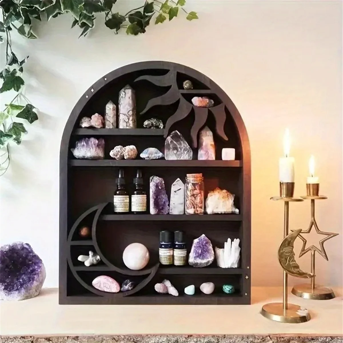 Wood Storage Shelf - Stylish and Practical Wall Shelf, Crescent Sun and Moon Crystal ShelfJAS
Wood Storage Shelf - Stylish and Practical Wall Shelf, Crescent Sun and Moon Crystal ShelfJAS