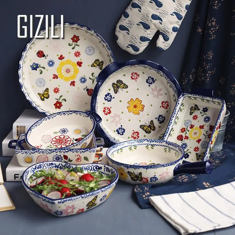 Retro Paintings Ceramic Bowl Plate Household Hand Painted Bakeware Plate Single Handle Bowl Dinner Plate Kitchen Tableware
Retro Paintings Ceramic Bowl Plate Household Hand Painted Bakeware Plate Single Handle Bowl Dinner Plate Kitchen Tableware