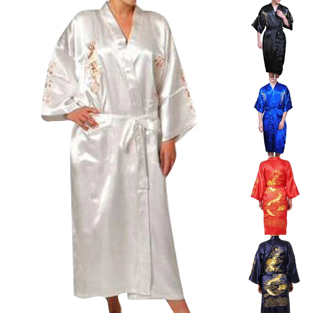 Men Satin Chinese Dragon Kimono Silk Bathrobe Pajamas Sleepwear Gown Bath Robe Nightgown Comfortable
Men Satin Chinese Dragon Kimono Silk Bathrobe Pajamas Sleepwear Gown Bath Robe Nightgown Comfortable