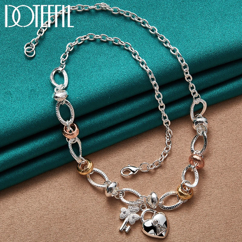 DOTEFFIL 925 Sterling Silver Heart Lock Key Pendant Necklace For Man Women Fashion Wedding Charm Party Charm Jewelry
DOTEFFIL 925 Sterling Silver Heart Lock Key Pendant Necklace For Man Women Fashion Wedding Charm Party Charm Jewelry