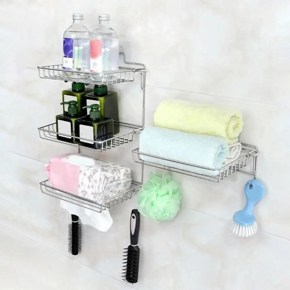 Stainless Steel Folding Storage Rack Nail-Free Wall Mounted Seasoning Jars Shelf Space Saving with Hooks Bathroom Shelf Bathroom
Stainless Steel Folding Storage Rack Nail-Free Wall Mounted Seasoning Jars Shelf Space Saving with Hooks Bathroom Shelf Bathroom