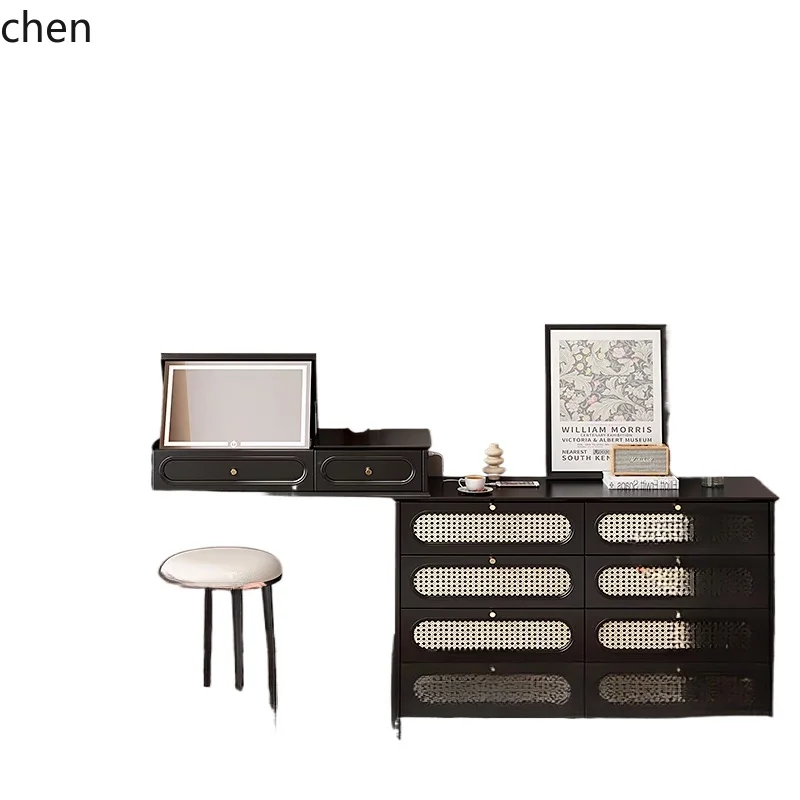 HTT makeup table storage cabinet integrated chest cabinet retractable bedroom large capacity dresser
HTT makeup table storage cabinet integrated chest cabinet retractable bedroom large capacity dresser