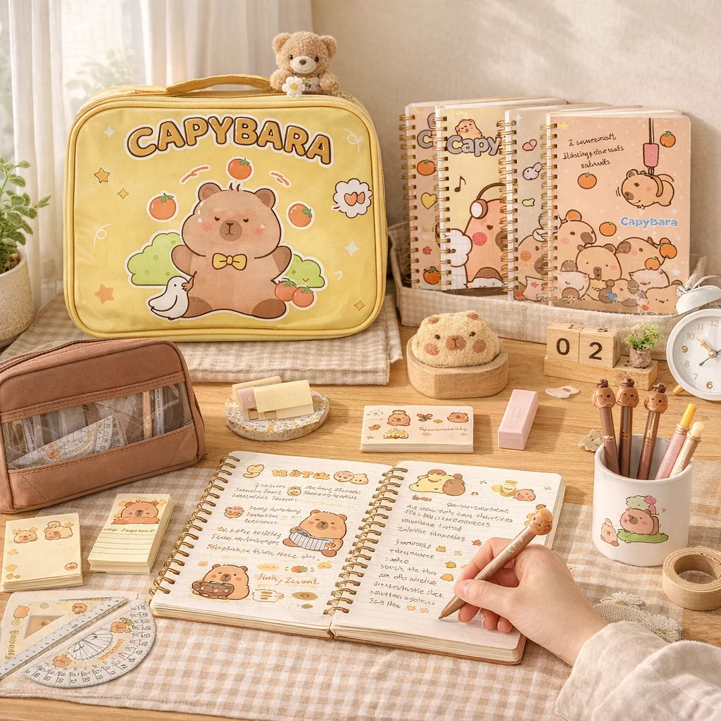 Get Ready to Relax with Capybaras! This Super Cool Stationery Set Includes a Pencil Case, Notebook, And Fountain Pen | A Cute Gi
Get Ready to Relax with Capybaras! This Super Cool Stationery Set Includes a Pencil Case, Notebook, And Fountain Pen | A Cute Gi